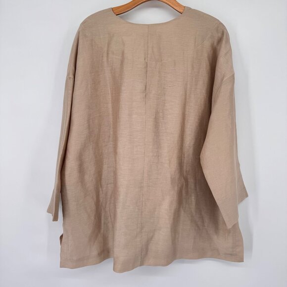 Modern Soul Womens Beige Linen Blend Jacket Pockets Unique Button Size Large - Picture 10 of 13